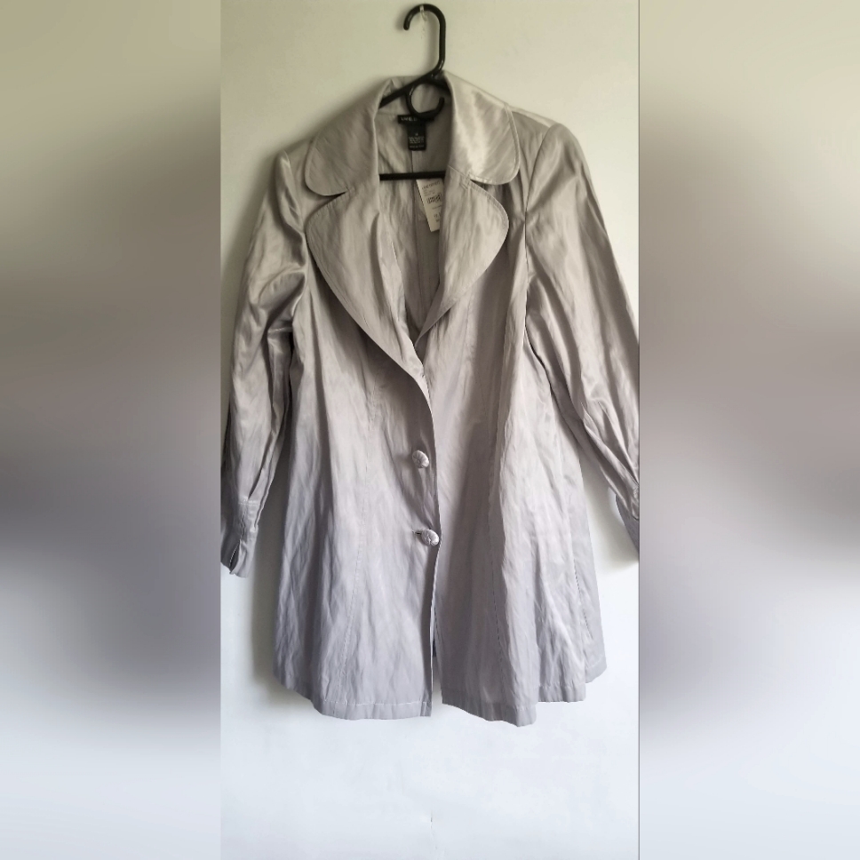 Women's Lane Bryant Gray Lightweight Coat Sz14 Crinkle Fabric